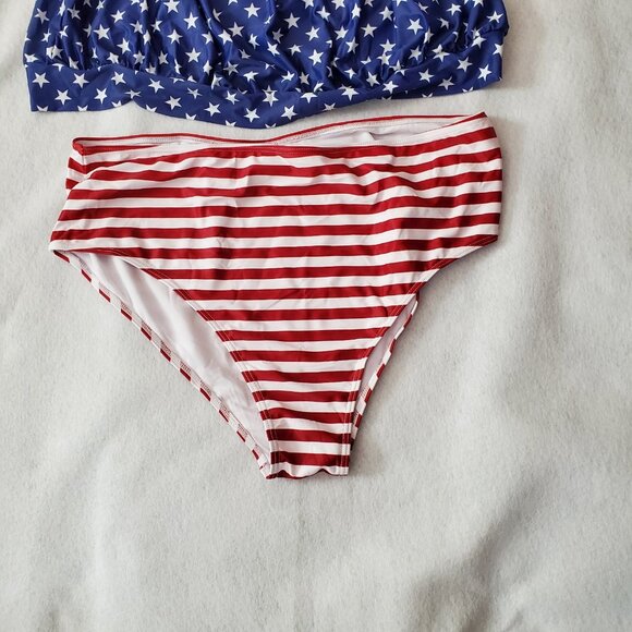 Daci Swimsuit Bathing Suit Size 22W Red White Blue 2 Piece Removable Pads - Picture 11 of 16